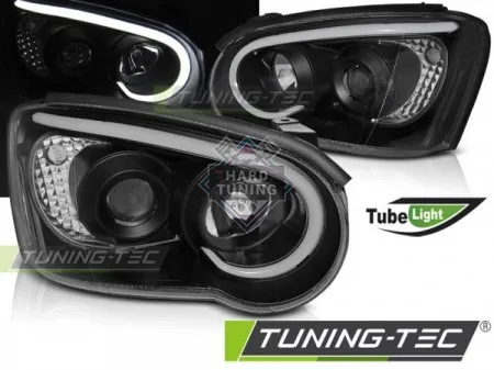 Передние фары Subaru Impreza 2 GD (2003-2005) Tube Light черные