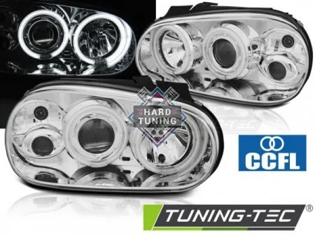 Передние фары Volkswagen Golf 4 (1997-2003) Angel Eyes CCFL хром