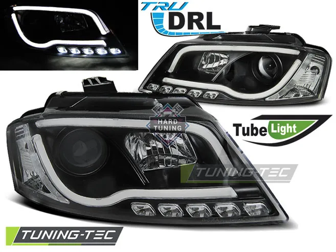 Передние фары Audi A3 8P 2008-2012 TUBE LIGHT DRL BLACK