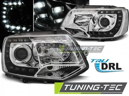 Передние фары Volkswagen T5 (2010-2015) True DRL хром