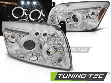 Передние фары Dodge Caliber (2006-2012) Angel Eyes хром