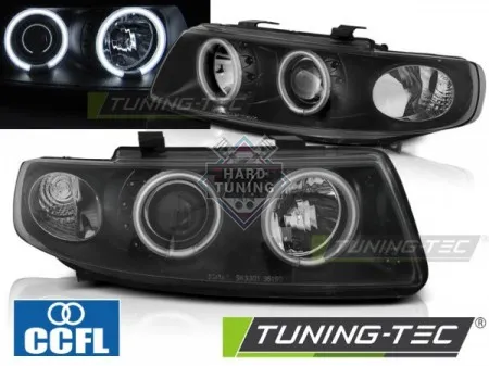 Передние фары Seat Leon / Toledo (1999-2004) Angel Eyes CCFL черные