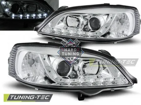 Передние фары Opel Astra G (1997-2004) Daylight хром