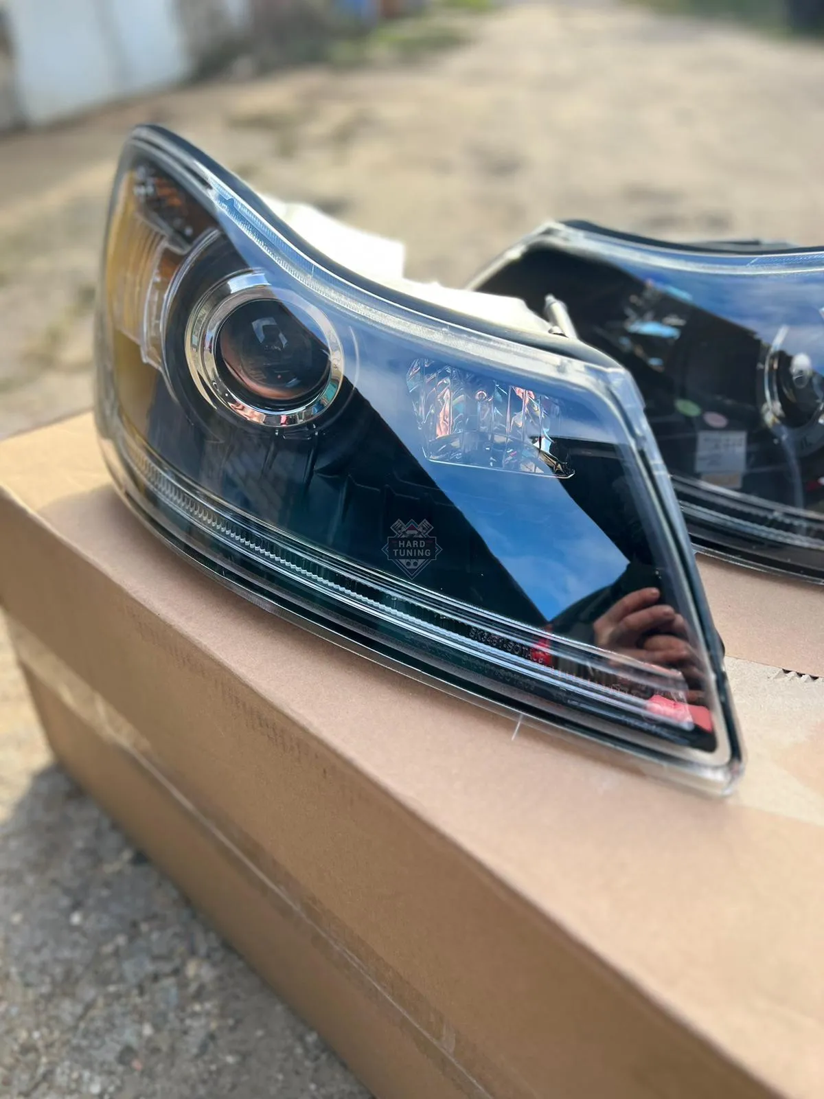 Передние фары Skoda Octavia A5 (2009-2012) True DRL черные