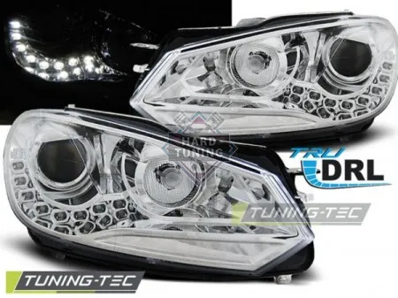 Передние фары Volkswagen Golf 6 (2008-2012) True DRL хром