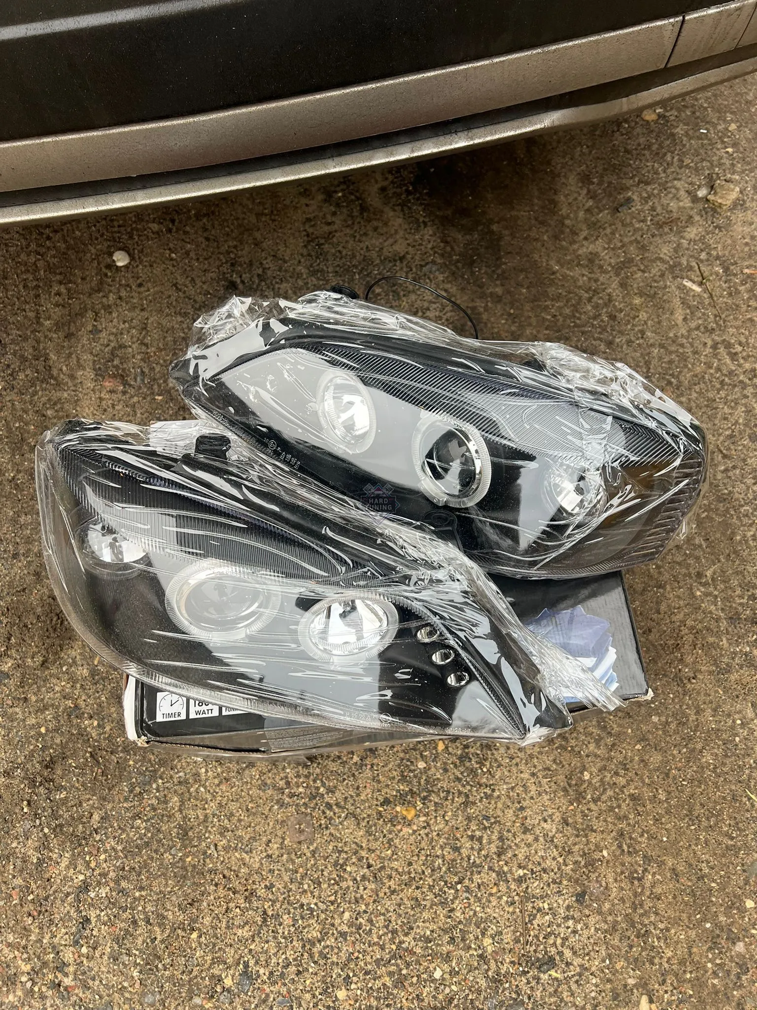 Передние фары Opel Astra G (1998-2004) Angel Eyes черные