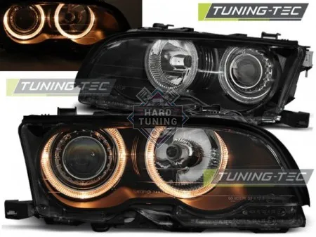 Передние фары BMW E46 (2001-2003) COUPE CABRIO HEADLIGHTS ANGEL EYES fits черные
