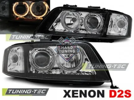Передние фары AUDI A6 1999-2001 XENON HEADLIGHTS ANGEL EYES fits черные