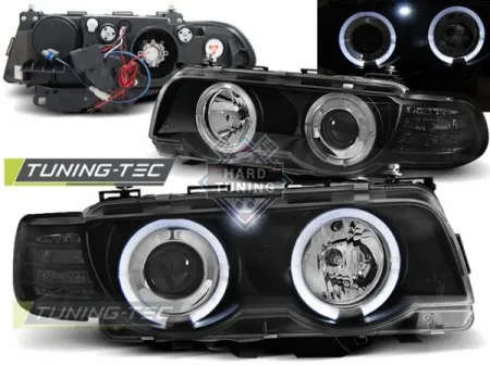 Передние фары BMW E38 (1998-2001) XENON HEADLIGHTS ANGEL EYES fits черные