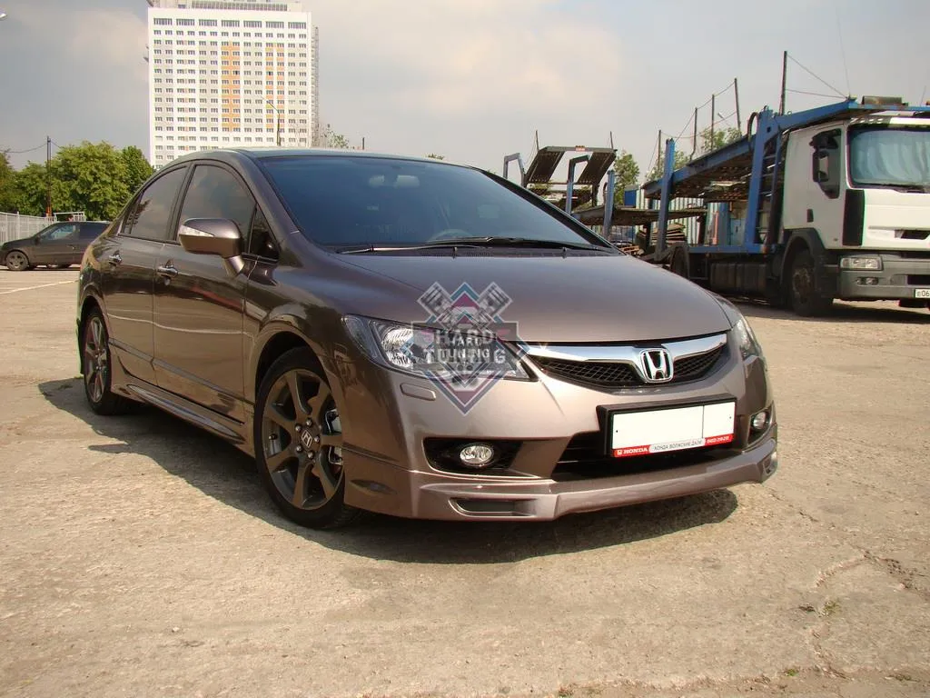 Накладка на передний бампер MUGEN Honda Civic 8 4D ABS пластик рестайлинг