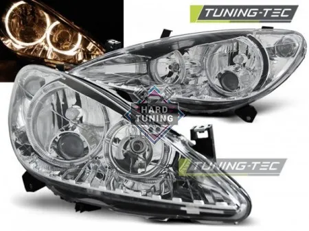 Передние фары Peugeot 307 (2001-2005) Angel Eyes хром