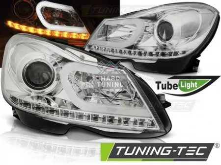 Передние фары Mercedes W204 C-Class (2011-2014) Tube Light хром