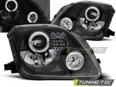 Передние фары Honda Prelude 5 (1997-2001) Angel Eyes черные