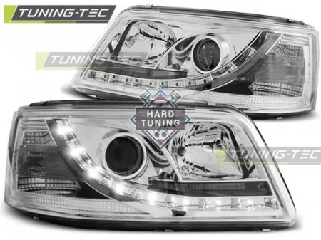Передние фары Volkswagen T5 (2003-2009) Daylight Chrome хром