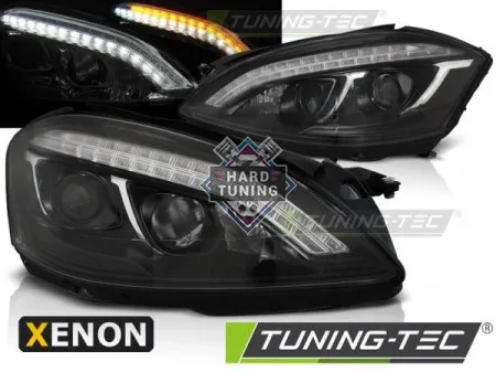 Передние фары Mercedes W221 (2005-2009) Xenon Daylight черные