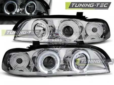 Передние фары BMW E39 (1995-2003) HEADLIGHTS ANGEL EYES fits хром