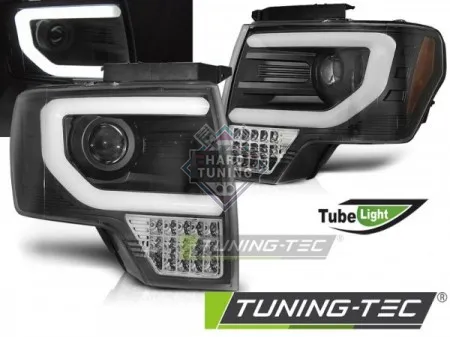 Передние фары Ford F-150 MK12 (2008-2014) Tube Light черные