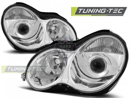 Передние фары Mercedes W203 C-Class (2000-2004) хром