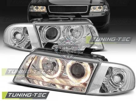 Передние фары AUDI A4 B5 1994-1998 HEADLIGHTS ANGEL EYES fits хром