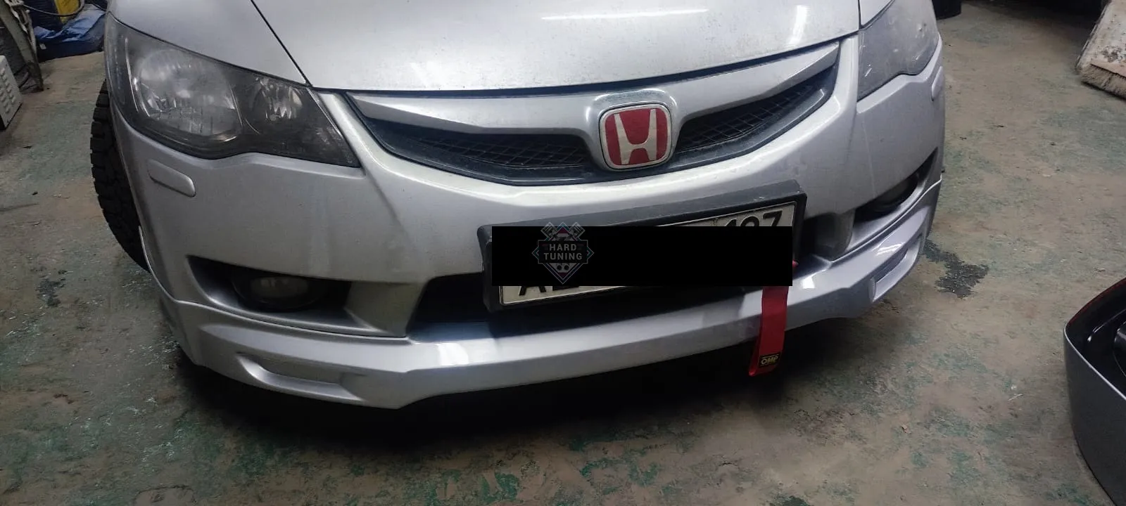 Накладка на передний бампер MUGEN Honda Civic 8 4D стеклопластик рестайлинг