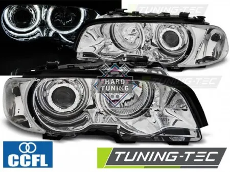 Передние фары BMW E46 (1999-2003) COUPE CABRIO HEADLIGHTS ANGEL EYES CCFL fits хром