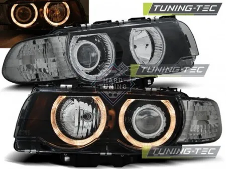Передние фары BMW E38 (1998-2001) HEADLIGHTS ANGEL EYES fits черные