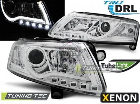 Передние фары AUDI A6 C6 2004-2008 XENON HEADLIGHTS TUBE LIGHT DRL CHROME fits