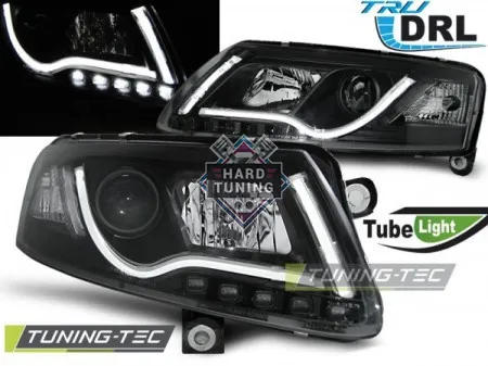 Передние фары AUDI A6 C6 2004-2008 HEADLIGHTS TUBE LIGHT DRL fits черные