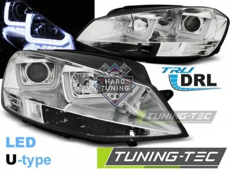 Передние фары Volkswagen Golf 7 (2012-2017) U-LED Light хром