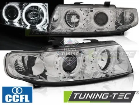 Передние фары Seat Leon / Toledo (1999-2004) Angel Eyes CCFL хром
