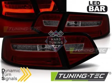 Задние фары AUDI A6 С6 (2008-2011) SEDAN LED BAR TAIL LIGHTS SEQ fits красно-тонированные