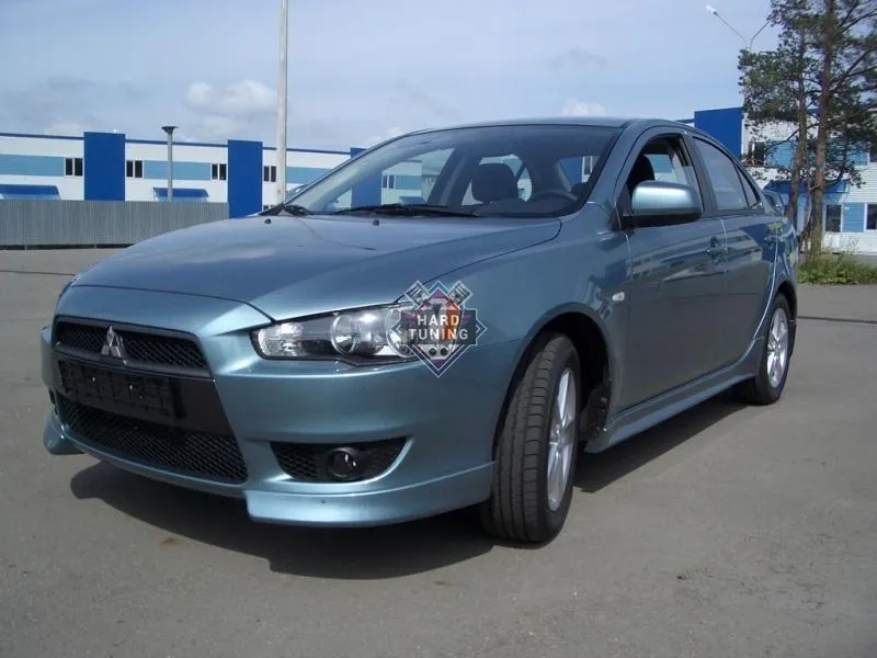 Накладки на передний бампер клыки Mitsubishi Lancer 10 (2007-2011) дорестайлинг стеклопластик
