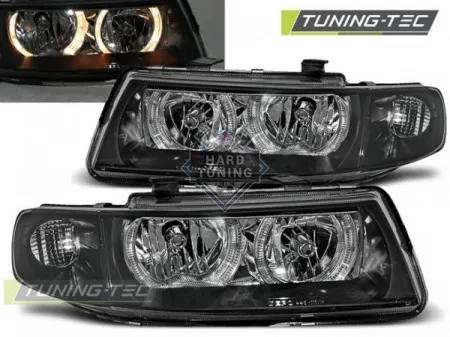 Передние фары Seat Leon / Toledo (1999-2004) Angel Eyes черные