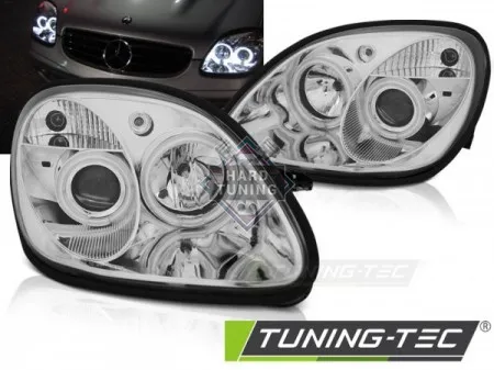 Передние фары Mercedes SLK R170 (1996-2004) Angel Eyes хром