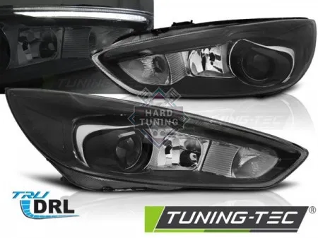 Передние фары Ford Focus 3 (2014- 2018) LED DRL (LED OEM) черные