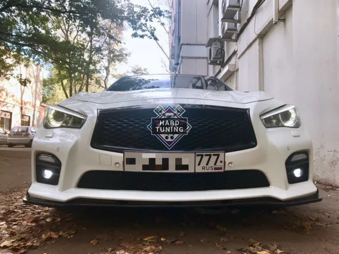 Сплиттер переднего бампера Infiniti Q50 дорестайлинг (Sport)