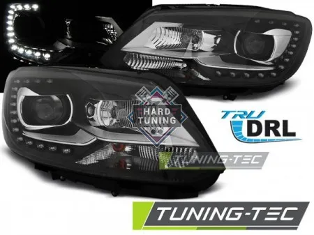 Передние фары Volkswagen Touran 2 (2010-2015) True DRL черные