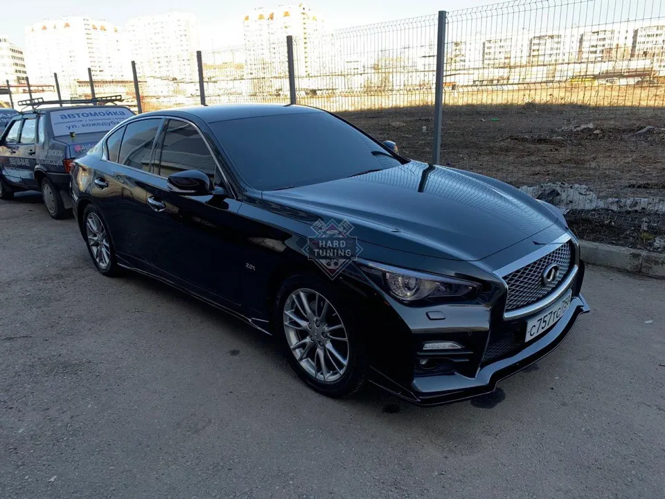 Сплиттер переднего бампера Infiniti Q50 дорестайлинг (Sport)