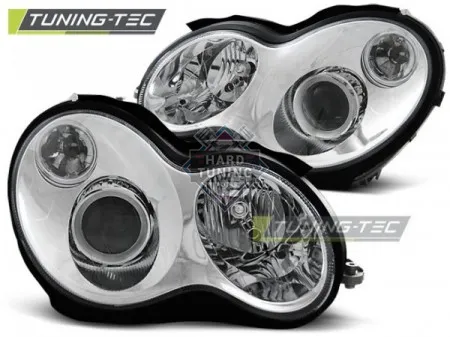 Передние фары Mercedes W203 C-Class (2000-2004) хром