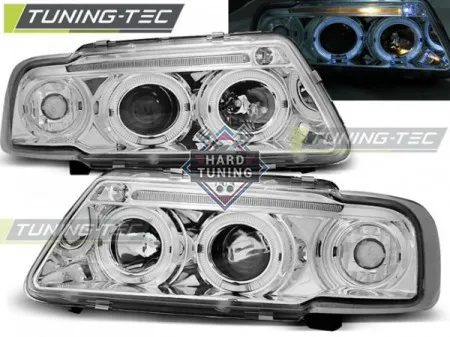 Передние фары AUDI A3 8L 1996-2000 HEADLIGHTS ANGEL EYES fits хром