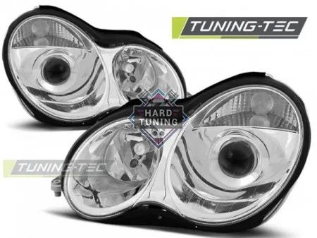 Передние фары Mercedes W203 C-Class (2000-2004) хром