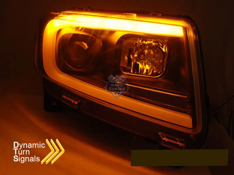Передние фары Jeep Grand Cherokee (2011-2013) Tube Light SEQ черные