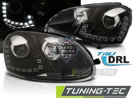 Передние фары Volkswagen Golf 5 (2003-2009) True DRL черные