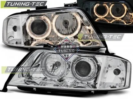Передние фары AUDI A6 С5 1997-1999 HEADLIGHTS ANGEL EYES fits хром