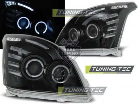 Передние фары Toyota Land Cruiser Prado 120 (2003-2009) Angel Eyes черные