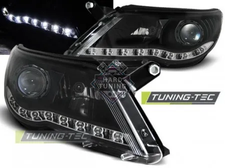Передние фары Volkswagen Tiguan 1 (2007-2011) Daylight черные