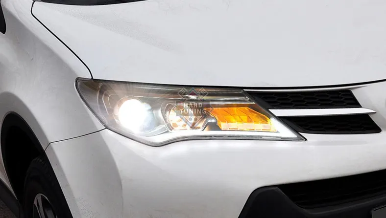 Тюнинг фары Toyota Rav4 '13 с линзами, черные H7/H1