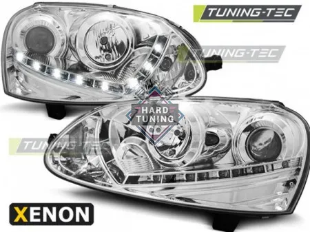 Передние фары Volkswagen Golf 5 (2003-2008) Xenon Daylight хром