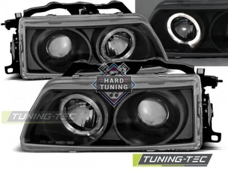 Передние фары HONDA CRX 2 (1990-1992) ANGEL EYES черные