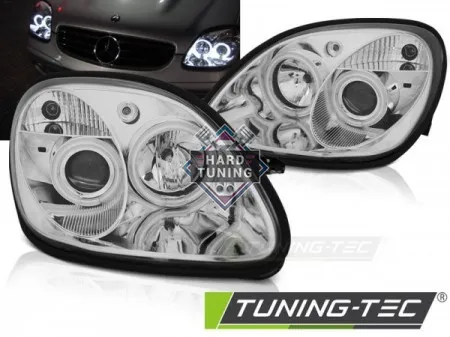 Передние фары Mercedes SLK R170 (1996-2004) Angel Eyes хром